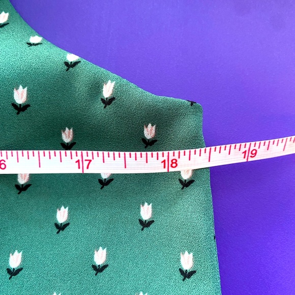 Loft Green Cut-In Cami Top with Blush Pink Tulips, S - Picture 7 of 8